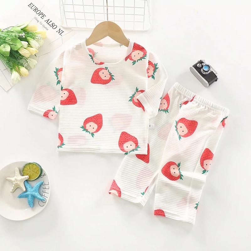 Bộ lửng sợi tre cho bé, vải mềm mịn , thích hợp nằm điều hoà, thời tiết mát mẻ