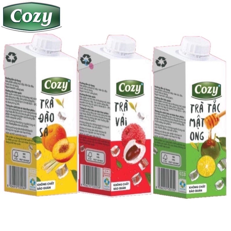 Thùng 24 Chai * 225ml Trà Vải * Đào Xả * Tắc Mật Ong COZY