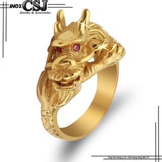 Nhẫn inox nam mạ vàng con rồng cực đẹp giá rẻ