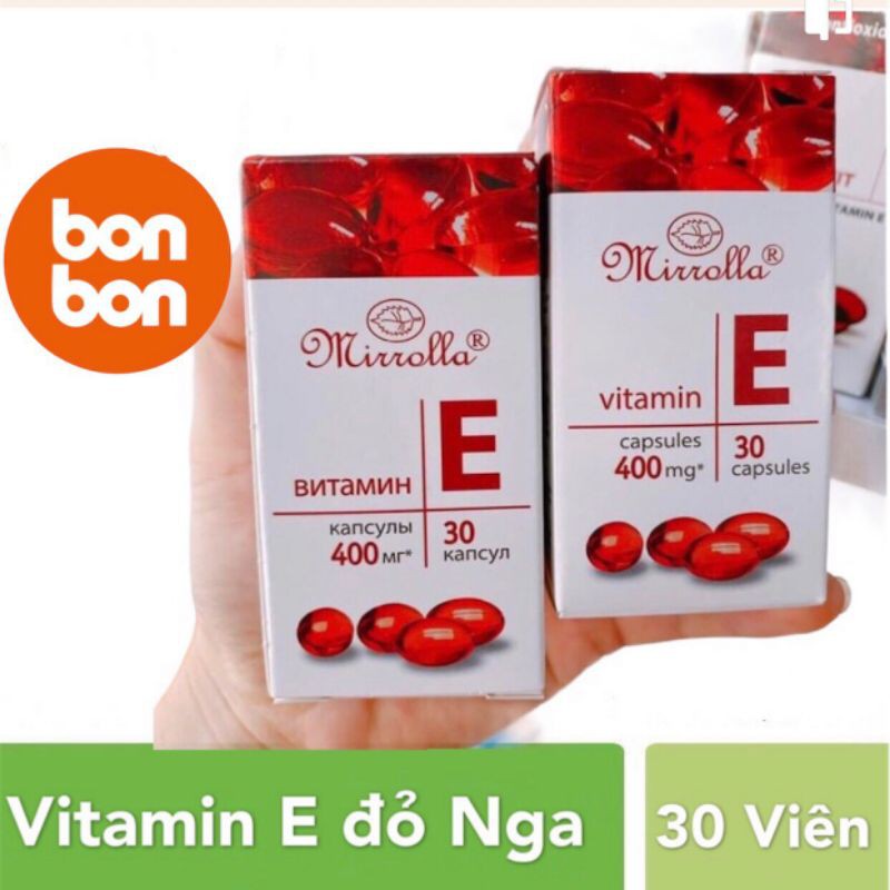 Vitamin E Đỏ Nga Hàm Lượng 400mg  MIRROLLA lọ 30V