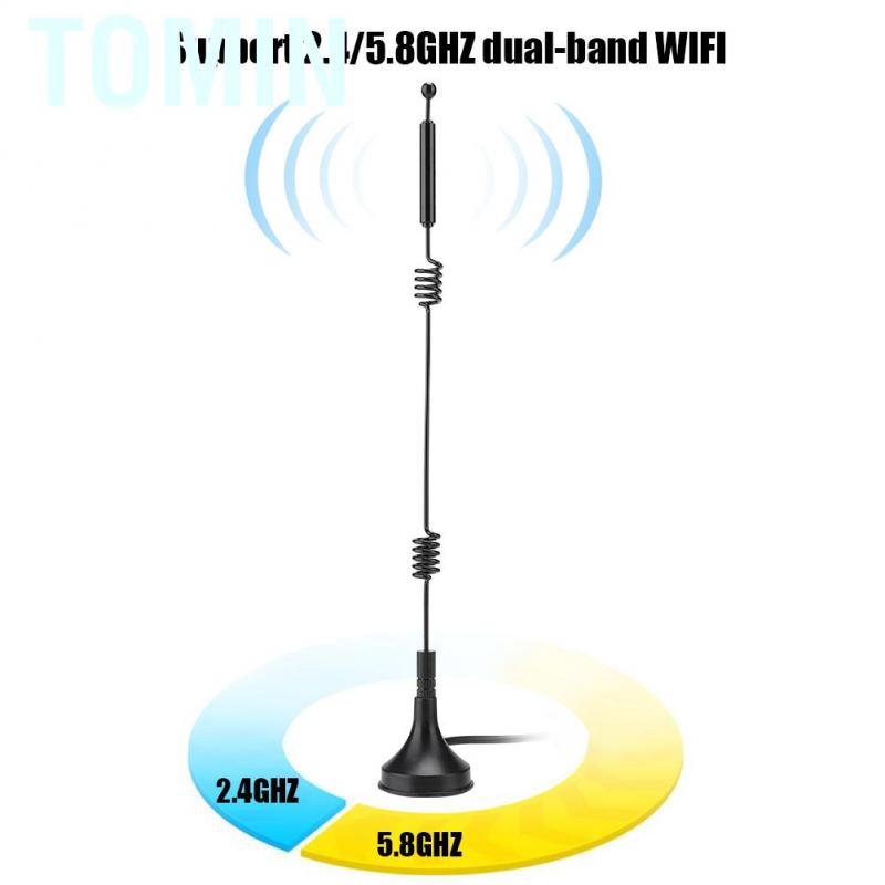 [Ready Stock]Anten Tomin 2.4 / 5GHZ WiFi SMA 12dBi hai đầu có đầu hút nam châm chuyên dụng chất lượng cao