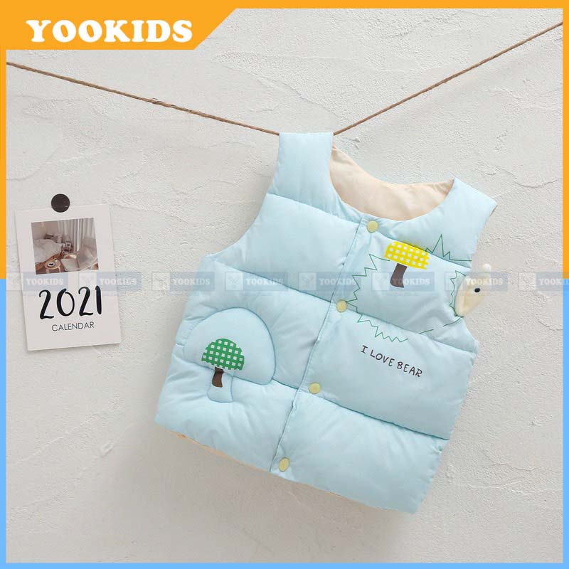 Áo phao gile cho bé YOOKIDS có cúc cài trần bông siêu nhẹ và giữ ấm cực tốt cho bé trai bé gái 1 2 3 4 tuổi