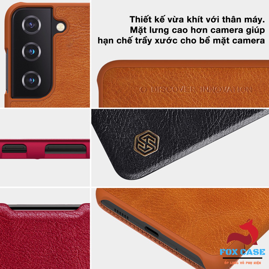 Ốp lưng bao da S21, S21 Plus, S21 Ultra Nillkin Leather Case QIN chính hãng - Fox Case