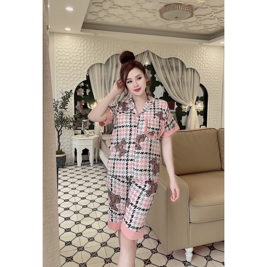 Đồ bộ pijama lụa lửng. đồ bộ lụa pijama quần lửng hàng bán shop xịn