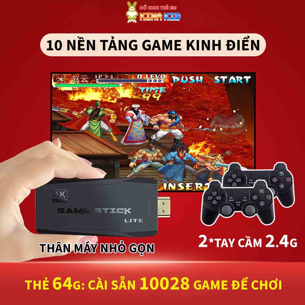 Máy Chơi Game Stick 4K M8, Tay Cầm Không Dây 2.4G, Kết Nối Tivi, Cổng HDMI, Cài Sẵn 10484 Trò Chơi