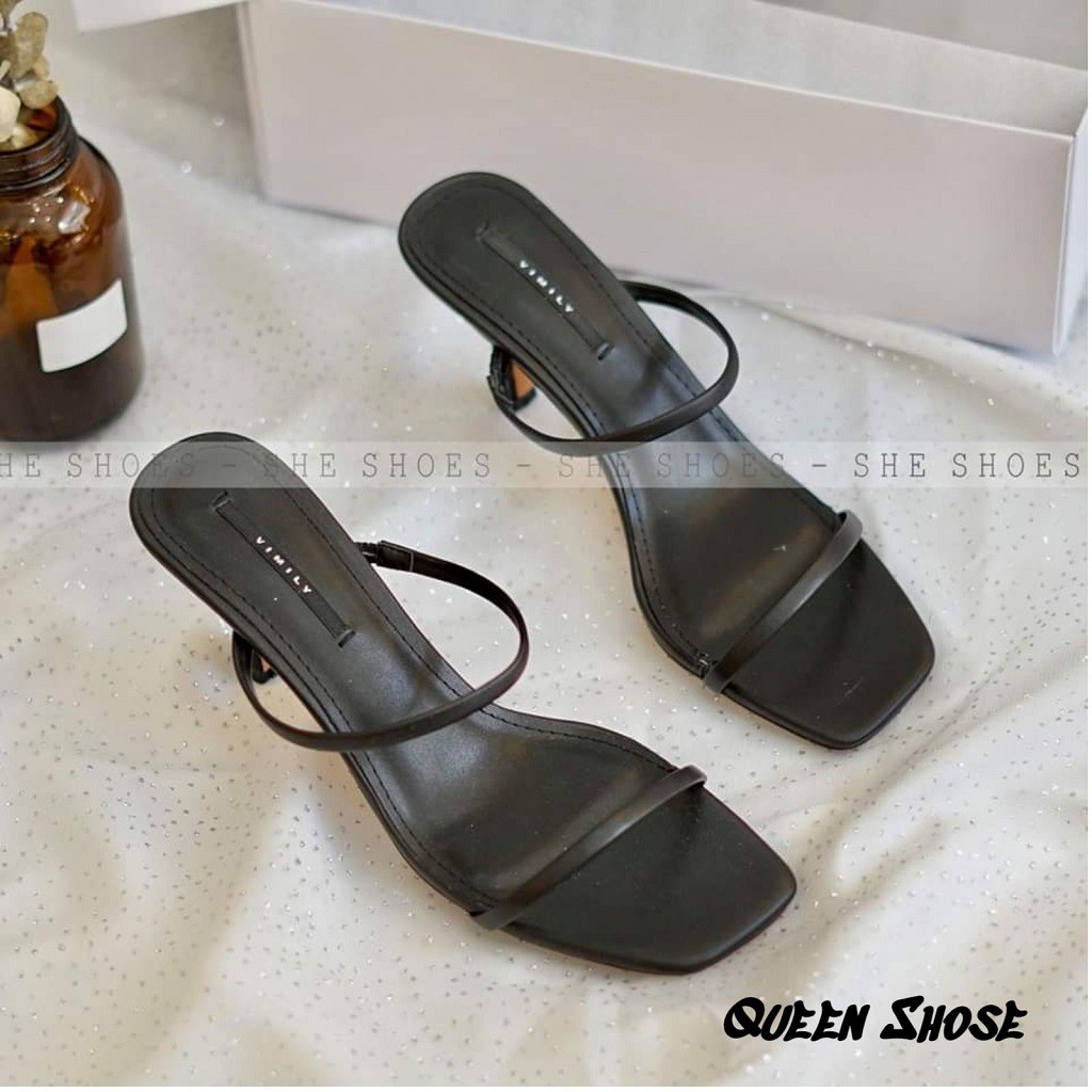 [BẢO HÀNH 12 THÁNG] dép guốc sandal cao gót da siêu mịn quai mảnh da gót nhọn 7 phân