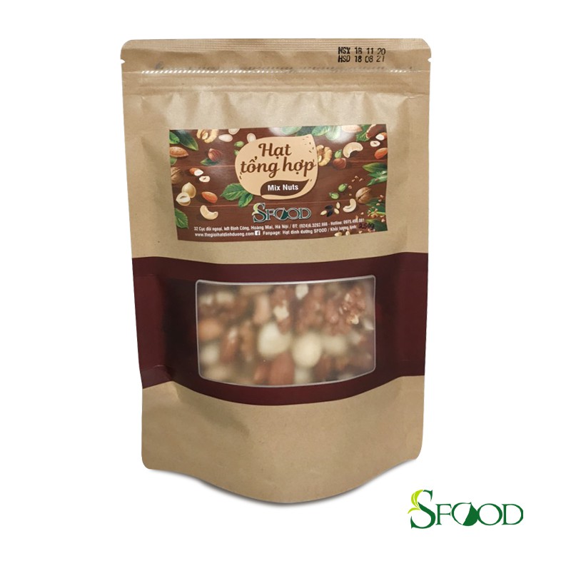 Mixnuts 5 hạt- Tổng hợp 5 loại hạt Sfood cho mẹ bầu( macca, óc chó, hạnh nhân, hạt điều, hạt bí) 500gram