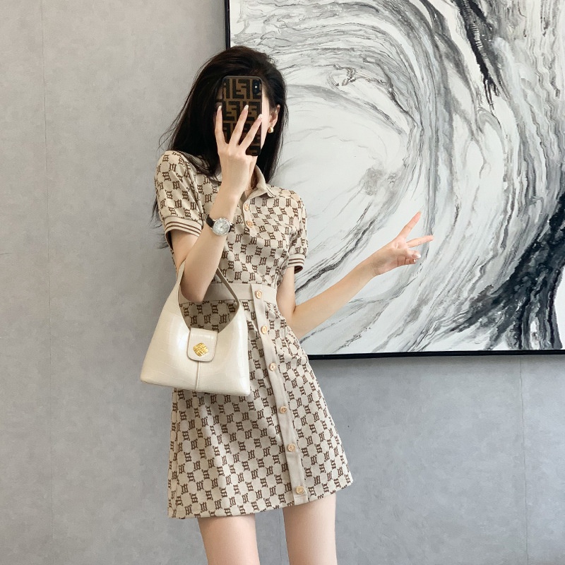 Đầm Polo Nữ Dáng Ôm, Váy Ngắn Dáng Chữ A, Váy Polo Hoạ Tiết