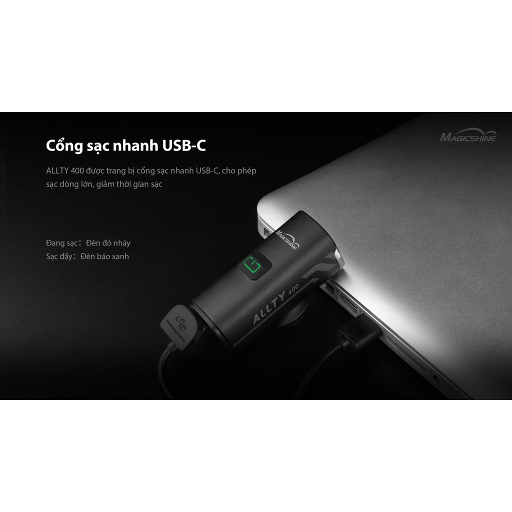 Đèn đạp xe MAGICSHINE ALLTY 400 độ sáng 400 lumen chiếu xa 89m sạc USB-C Phụ Tùng &amp; Phụ Kiện Xe Đạp