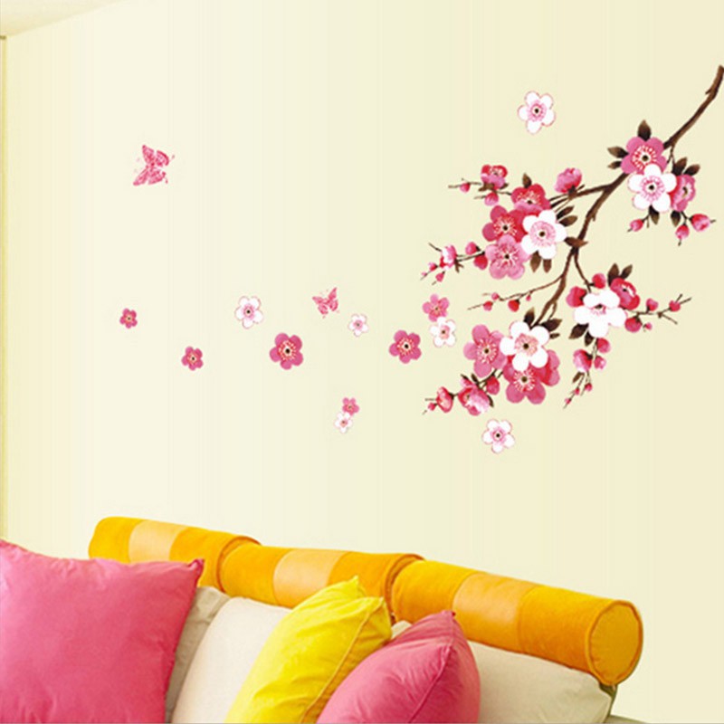 Miếng dán tường phòng ngủ hình hoa đào Sakura