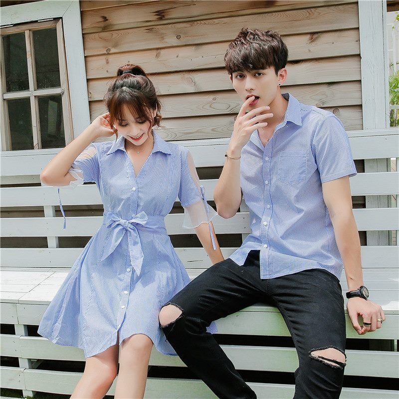 Đồ đôi đẹp, Đồ đôi váy nữ sơ mi nam Hàn Quốc Couple đồ cặp đẹp chụp ảnh cưới