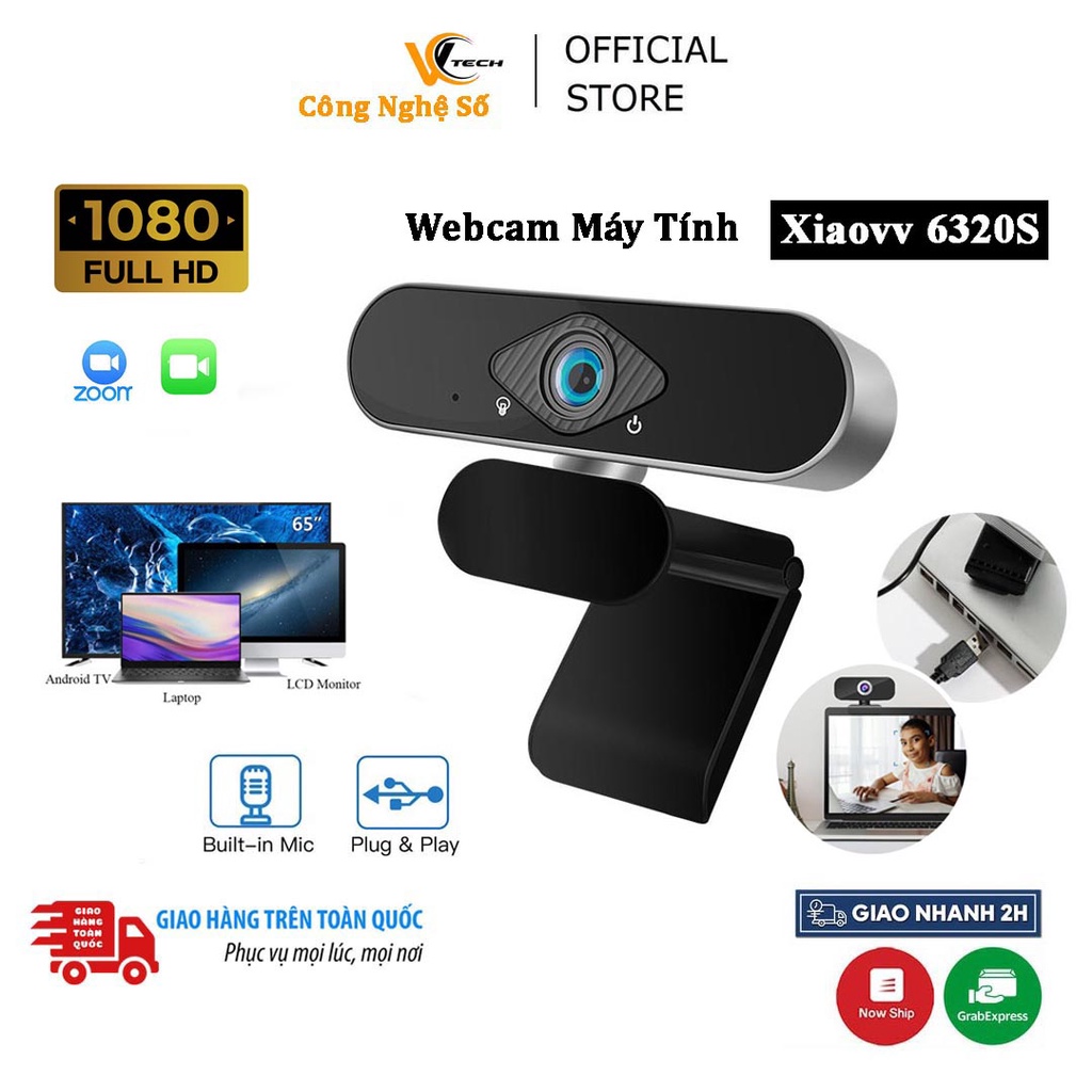 Webcam Máy Tính XIAOVV Full HD 1080P 2MP Siêu nét Có mic, Học online, Dạy trực tuyến,Livetream cực nét|Bảo hành 12 tháng