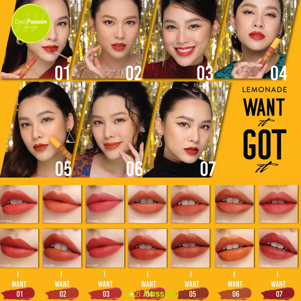 Son Kem Lì Lemonade Want It Got It Lipcream Siêu Nhẹ Môi 5g