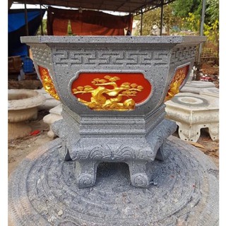 ( không kèm chân đôn) Khuôn đúc chậu cảnh 6 cạnh 45cm cao 21 dáng bầu