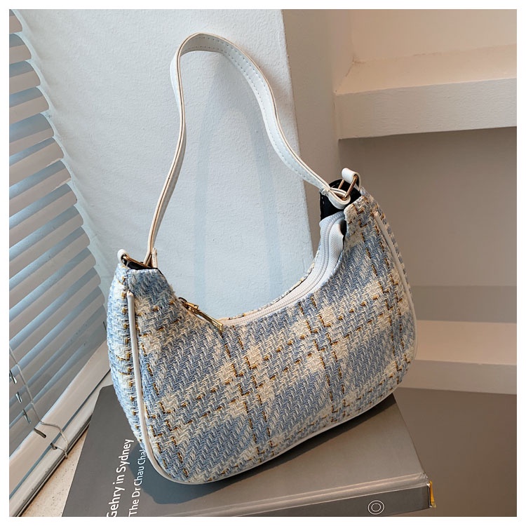 Túi đeo vai họa tiết caro đơn giản kiểu Tây thời trang