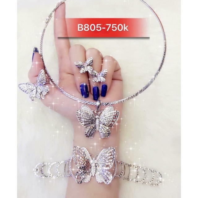 Bộ trang sức xi bạch kim cao cấp B805