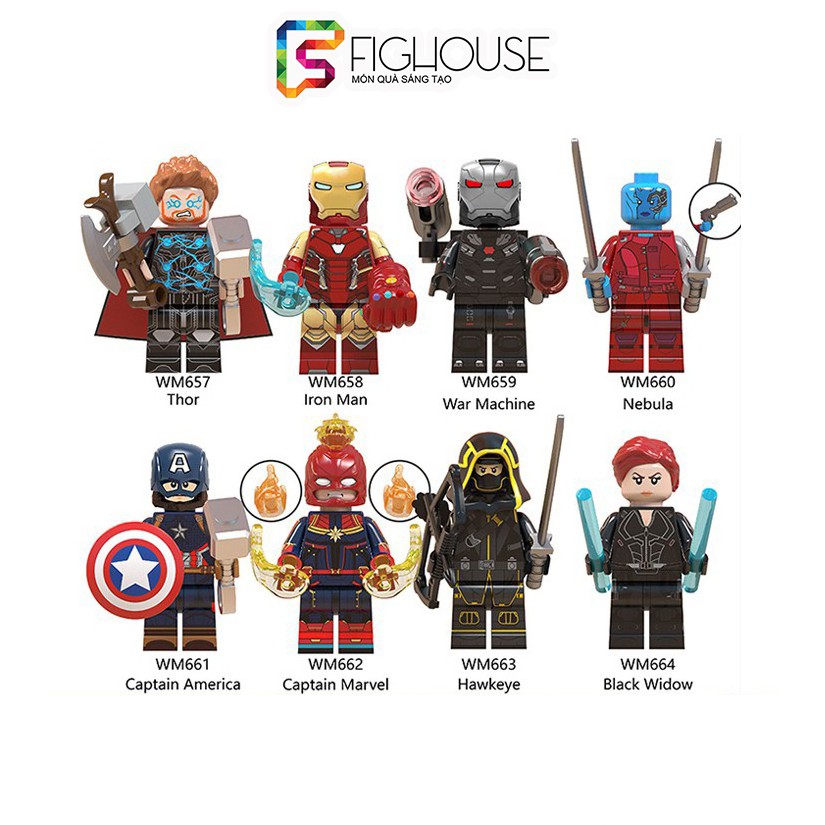 Xếp Hình Minifigures Các Nhân Vật Siêu Anh Hùng Avengers Mavel - Đồ Chơi Lắp Ráp Logo WM6056 [B3]