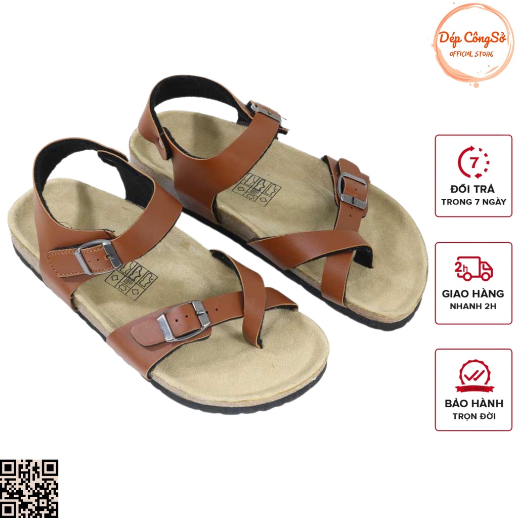 Giày Đế Trấu Nam Nữ Detaunisex Full Box Xỏ Ngón Màu Bò Mã SATA22B