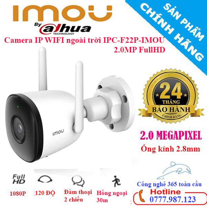Camera IP WIfi Ngoài Trời Imou F22P - FullHD 1080 Tích Hợp Mic Thu Âm,Phát hiện con người- Bảo Hành 24 THÁNG