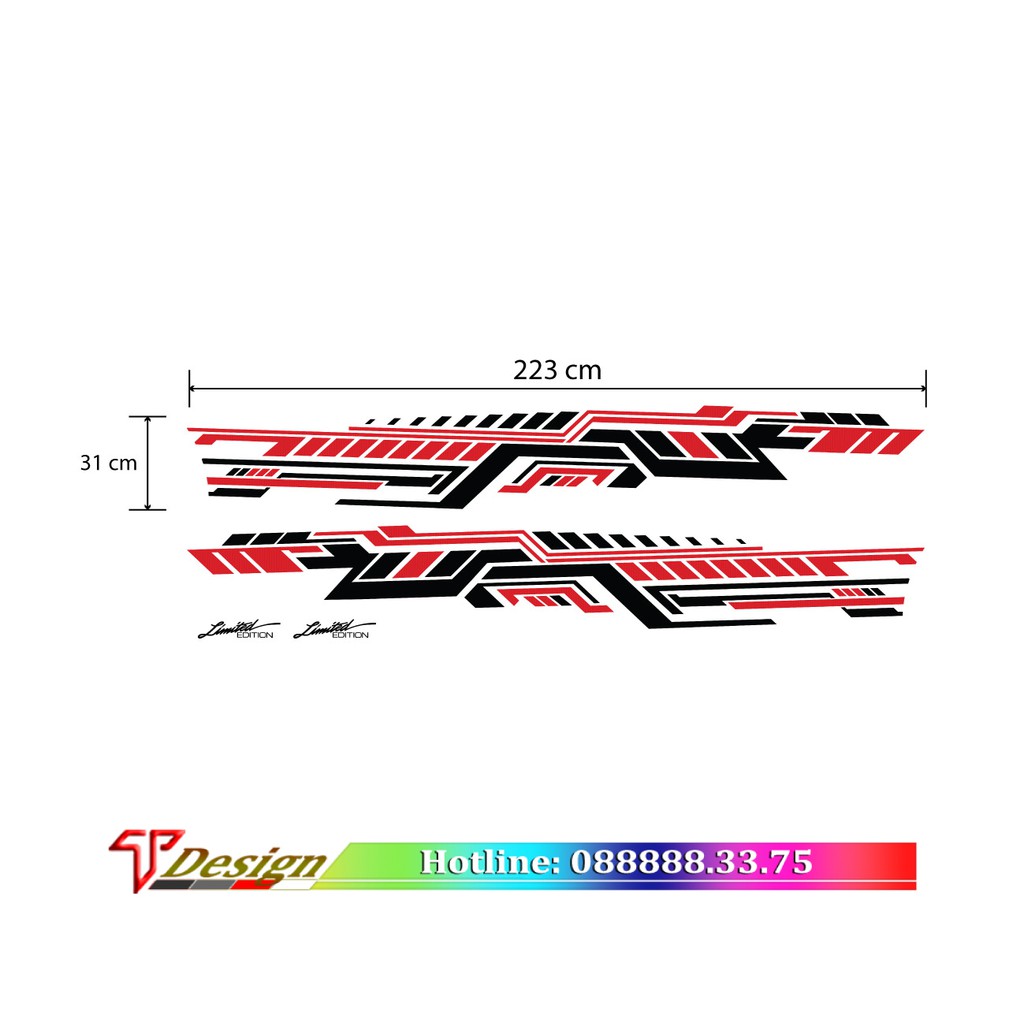 Tem sườn xe Vinfast, tem dán xe oto 4 chỗ - co nhan thiet ke theo yeu cau WRAP6, KT 223x31