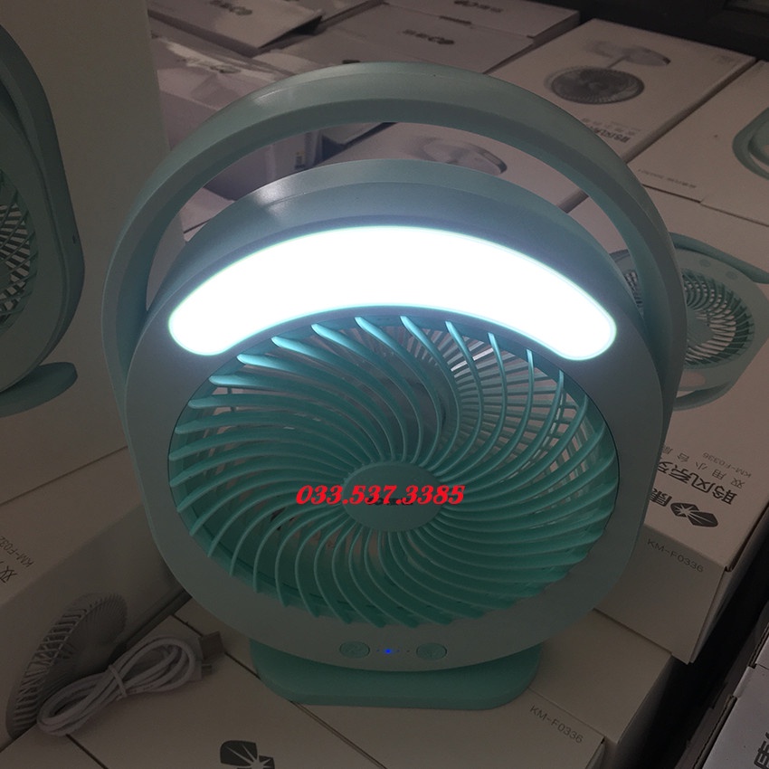 Quạt sạc, quạt tích điện mini để bàn KM - F 0336 công suất 12W