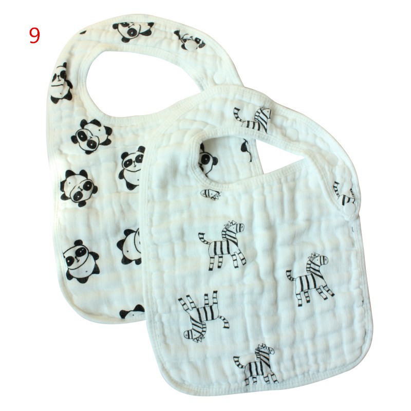 Set 2 yếm ăn cotton mềm mại in họa tiết xinh xắn dành cho các bé