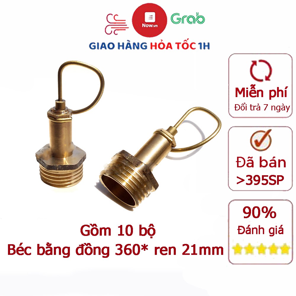 Bộ 10 béc phun sương bằng đồng 360 độ ren lắp ren ngoài 21mm tưới hoa lan, vườn rau..