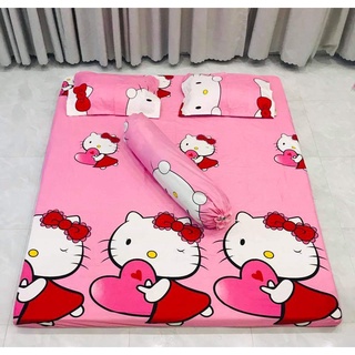 Bộ Ga Gối Kèm Vỏ Gối ÔmVải poly cotton-mẫu hello kitty hồng