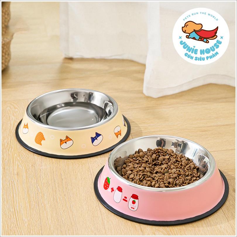 Khay ăn inox dễ thương cho chó mèo