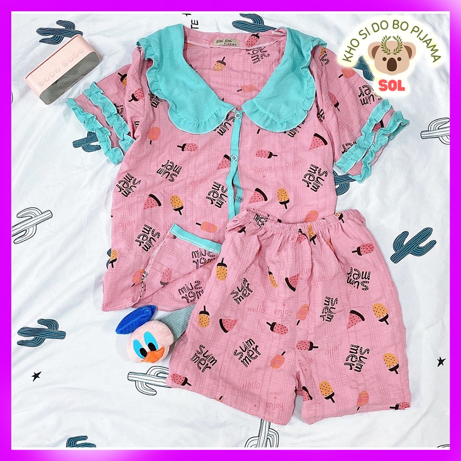 Đồ bộ pijama Đũi xốp Đùi tiểu thư- form 40-60kg
