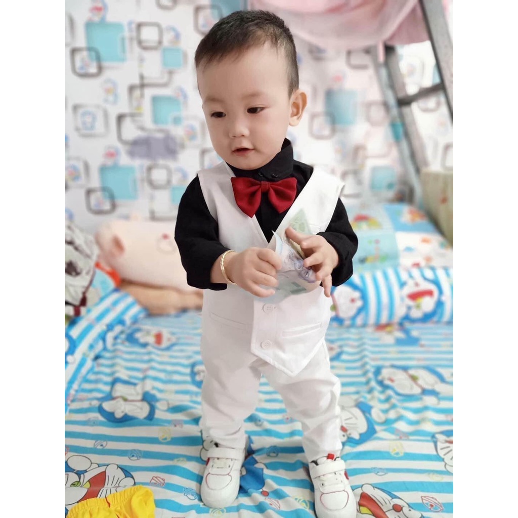 SET QUẦN ÁO GILE CÔNG TỬ MÀU TRẮNG BASIC