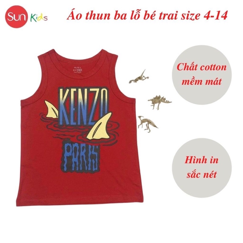 Áo thun bé trai, áo ba lỗ bé trai chất cotton, nhiều màu, Size 4 - 14 tuổi - SUNKIDS1