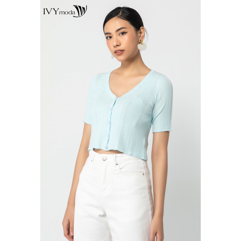 Áo len nữ croptop tay lỡ IVY moda MS 77B8037