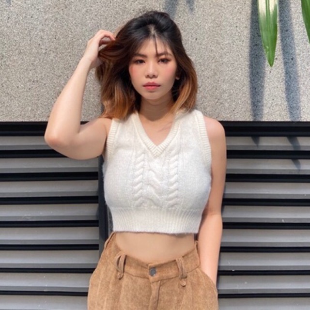Áo Gile Len Thừng 3 phối màu Frankee - Cable Wool Knit Vest - Local Brand Chính Hãng | BigBuy360 - bigbuy360.vn