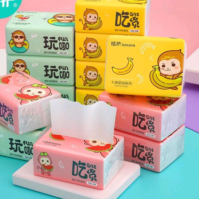 Khăn giấy khô dạng rút hoạt hình tiện lợi- nhỏ gọn