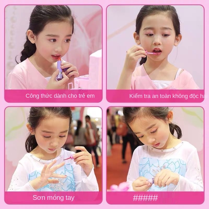 C Bộ mỹ phẩm dành cho trẻ em Disney Princess không độc hại Little Girl Baby Show Makeup Gift Box Toy Birthday