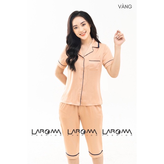 Bộ pijama nữ Laroma trơn lửng, mặc ở nhà chất lụa cao cấp