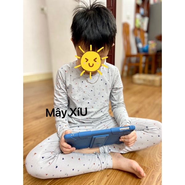 Bộ ngủ cotton dài tay mặc nhà hoạ tiết tam giác Moonya