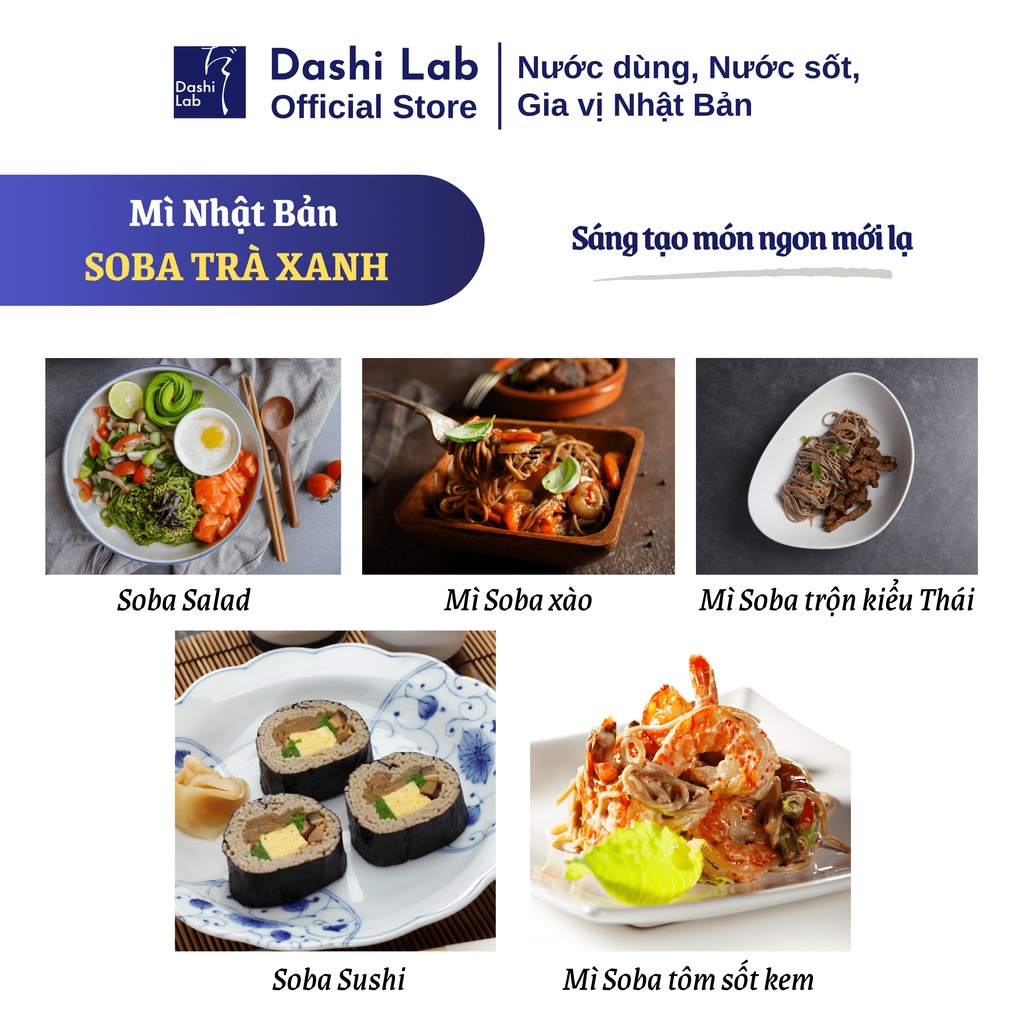 Mì Soba Kiều Mạch Trà Xanh OGAWA SEIMEN Dai Mịn Chay Mặn Đều Dùng Được DASHI LAB 200g