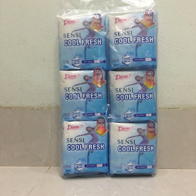 6 gói băng vệ sinh Diana SENSI COOLFRESH mỏng không cánh