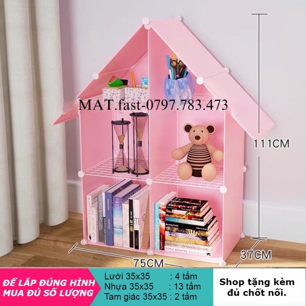KỆ TRƯNG BÀY SÁCH VỞ- ĐỒ CHƠI CÓ MÁI CHO BÉ - Bán theo tấm lẻ