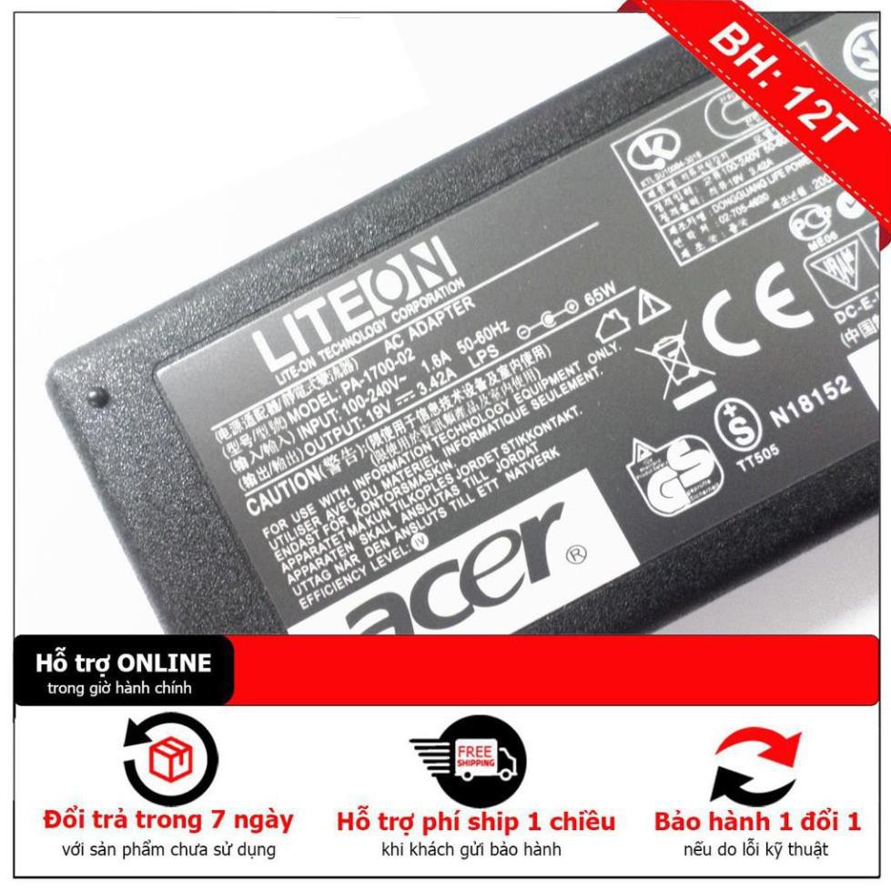 (Cam Kết hàng zin xịn ) Sạc 19V-3.42A đầu 5.5 x 1.7 mm cho laptop Acer