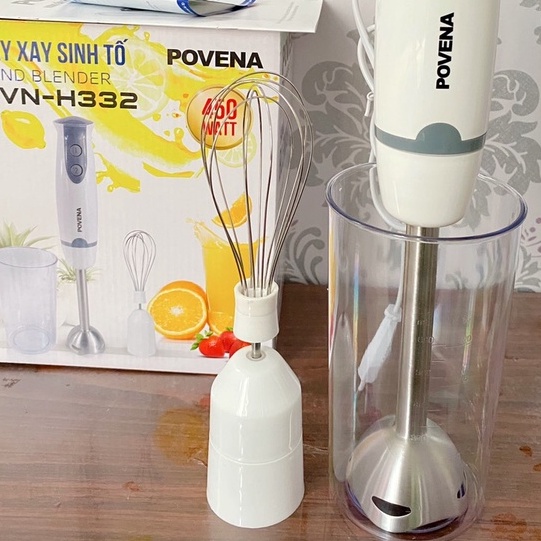 Máy xay cầm tay Povena PVN-H332 (3 trong 1) công suất 450W có đánh trứng - Hàng chính hãng BH 12 tháng