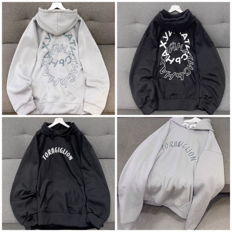 Áo Hoodie Mũ 2 Lớp Toragiglio Tay Bồng Unisex, Dáng Áo Thụng Oversize