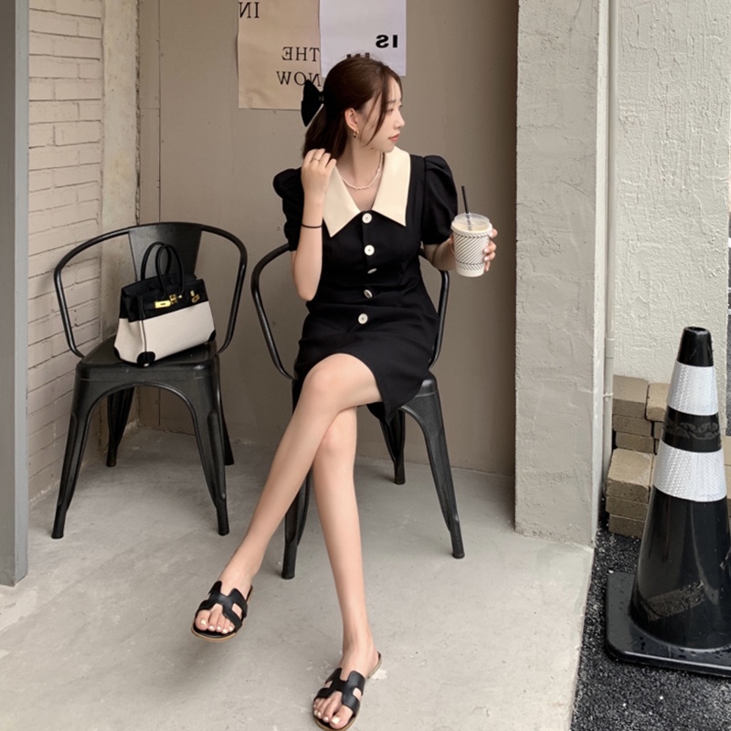 Đầm Đen Thiết Kế Đơn Giản Phong Cách Pháp Thanh Lịch Cho Nữ
