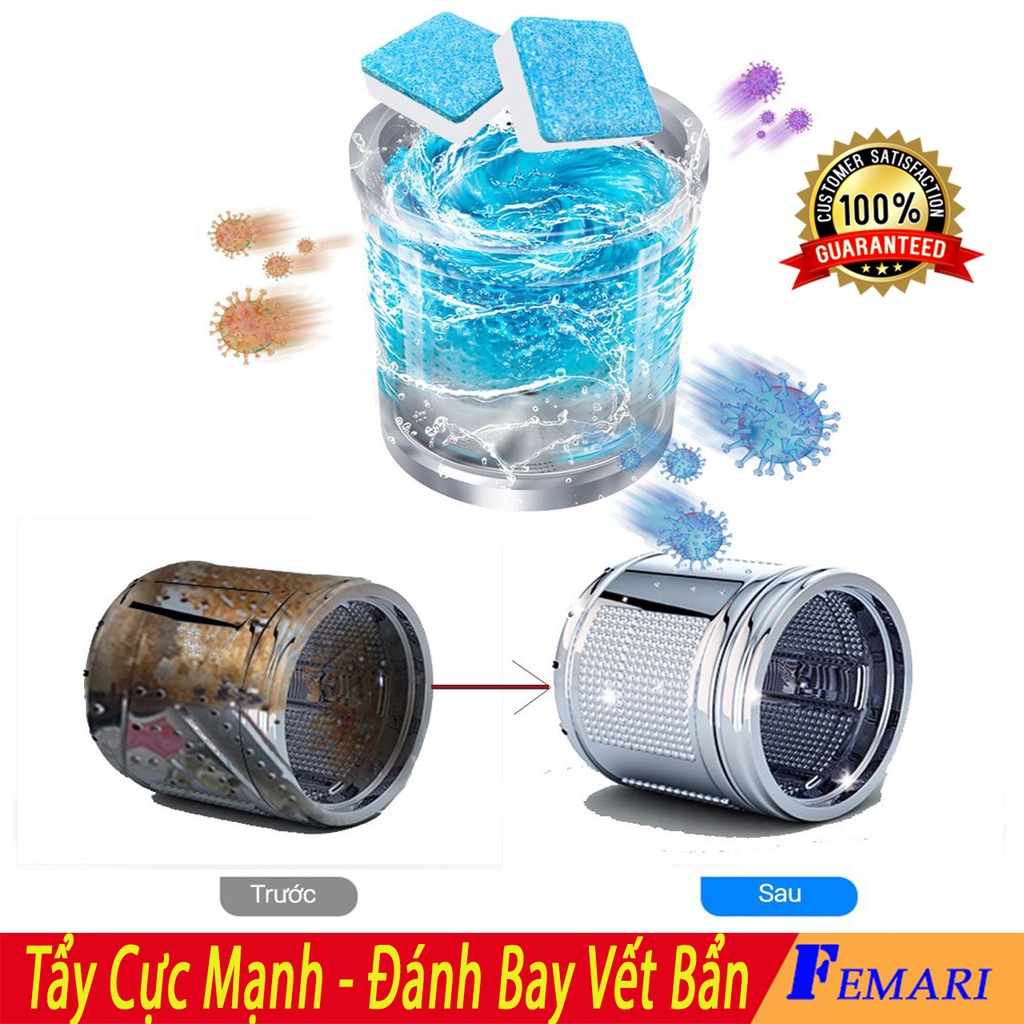 [ COMBO 50 Viên ] Viên Tẩy Vệ Sinh Lồng Máy Giặt Diệt khuẩn Và Tẩy Chất Cặn Lồng Máy Giặt Hiệu Quả FEMARI