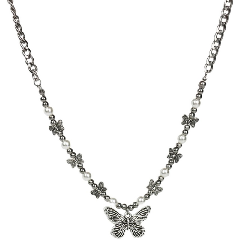 vòng cổ Mặt Bướm Đính Hạt Giả Ngọc Trai