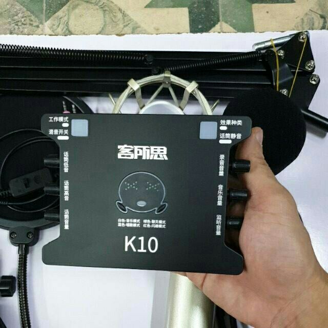 Combo bộ hát livestream mic BM900 và sound card K10