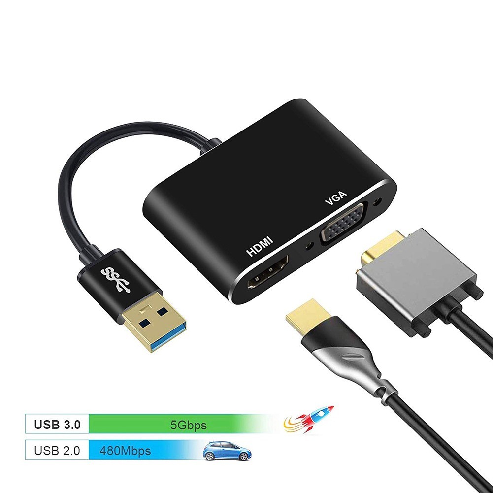 Cáp chuyển USB 3.0 ra HDMI và VGA cho máy tính, Laptop - Window 7 trở lên