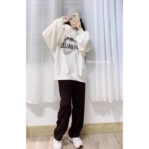 (Ảnh Thật) Áo Hoodie Nam Nữ In Hình Cậu Bé Kèm Chữ form rộng unisex Cực Chất 2 màu Đen Trắng